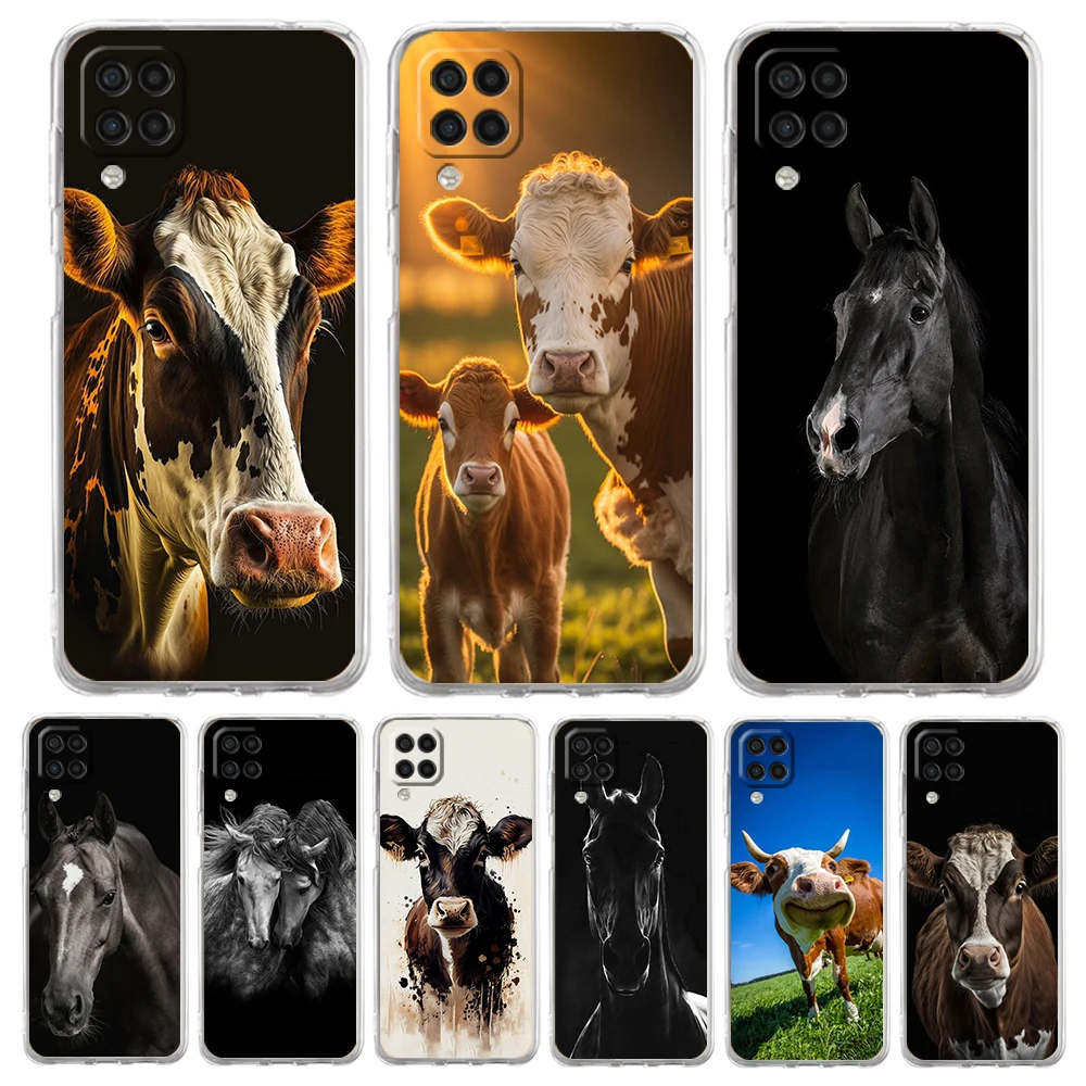 

Horse Cow Black Case for Samsung Galaxy A13 A22 A32 A52 A72 A51 A71 A11 A31 A41 A01 A21S 5G Transparent Silicone TPU Shell Capas