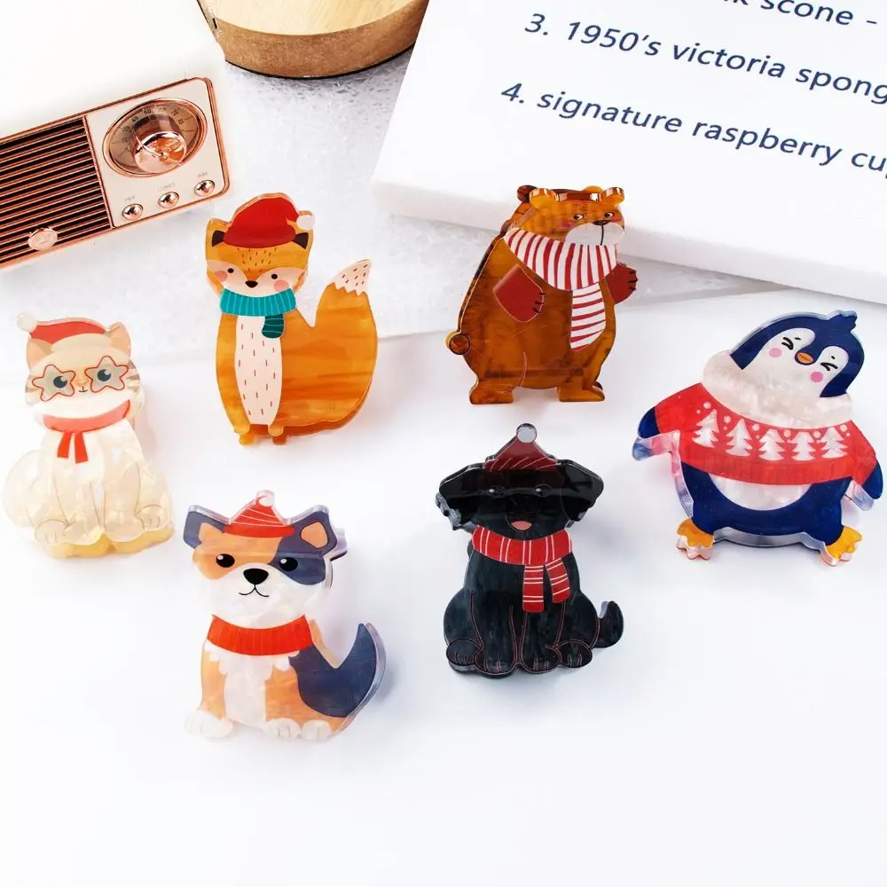 Puppy Animal Dog Hair Claw Christmas Hat Hair Clip Bear Cat Hair Clip Grab Clip Penguin Christmas Shark Clip Autumn Winter