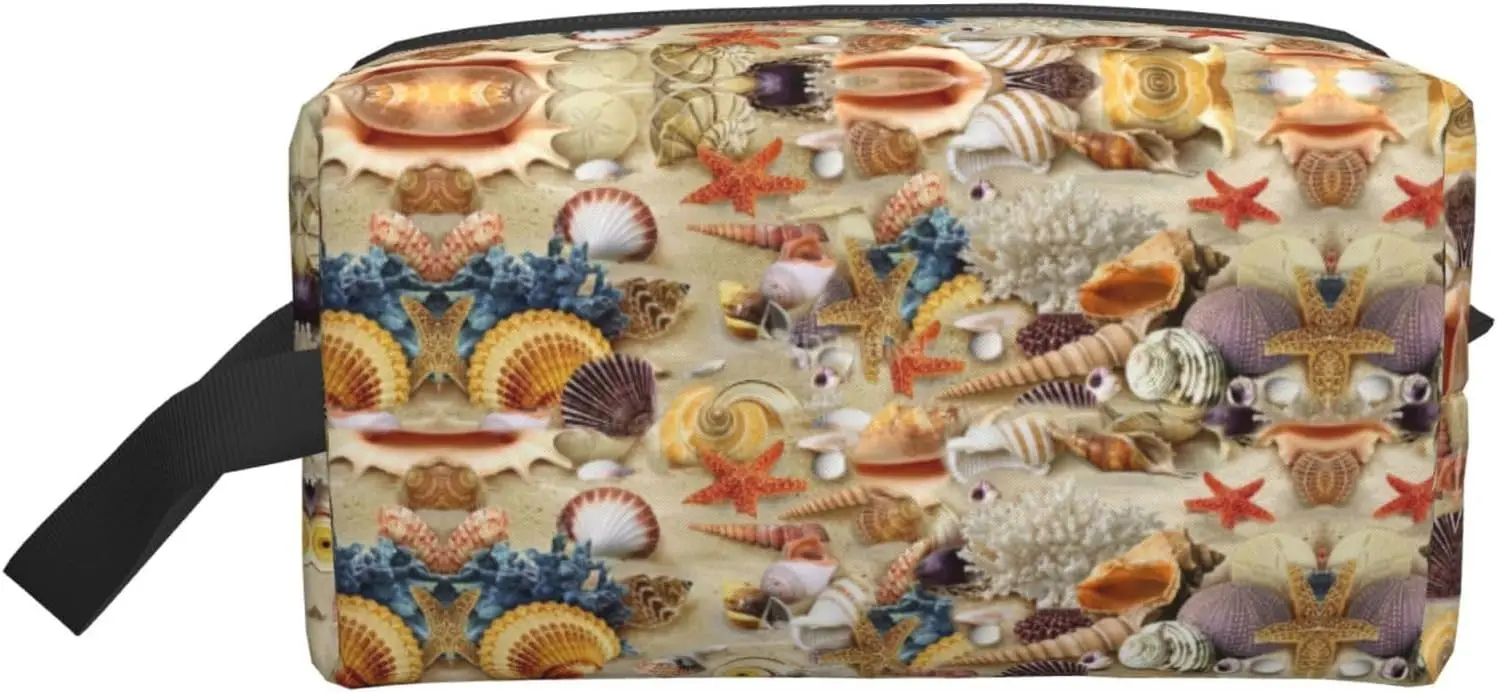 

Starfish Seashell print Travel Toiletry Bag for Men,Shaving Kit with Large Capacity for Travel Accessories