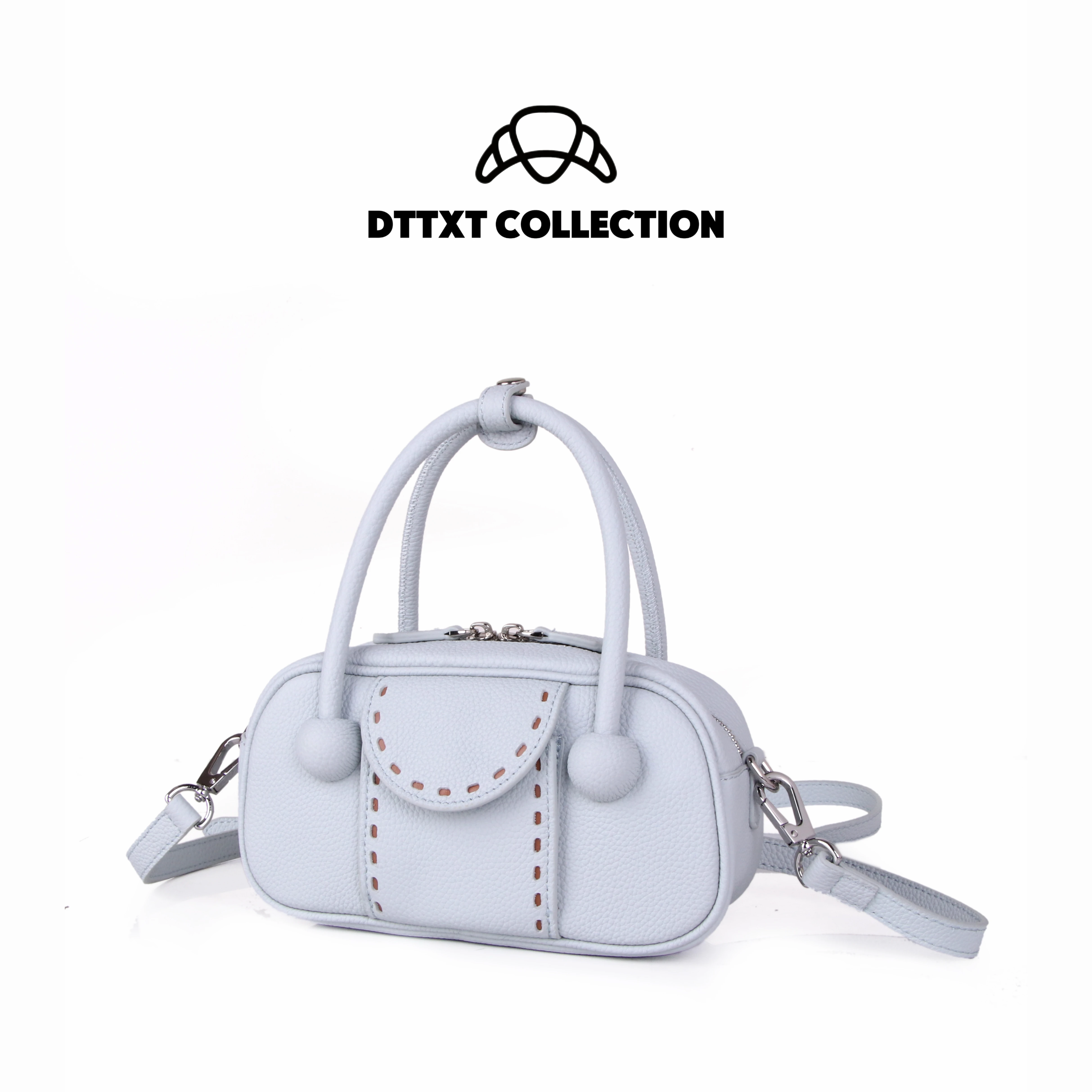 DTTXT Collection Top Layer Cowhide Handbag Women 22x11x8cm Hollow Stitched Genuine Leather Mini Tote Crossbody Shoulder Bag