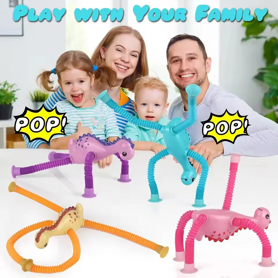 Diy Telescoping Sucker Dinosaur Toys Children Flexible Tube Puzzle Toys Party Gifts Parent-Child Interactive Stress Relief Toys