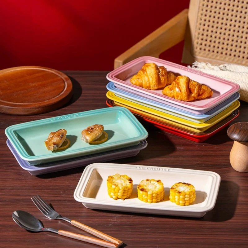 European American style ceramic rectangular plate,French craftsmanship tableware, dopamine gradual change of color, sushi plate