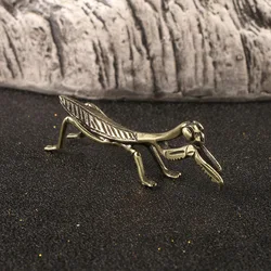 Copper Mantis Miniature Ornament Tea Pet Antique Solid Insect Figurine Desk Decoration Craft Accessories Vintage Flowerpot Decor