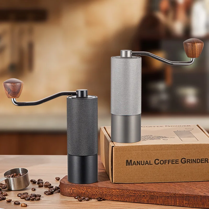 

Coffee Bean Grinder Portable Wood Grain Stainless Steel Crank Hand Hand Coffee Grinder Kitchen Tool Grinder