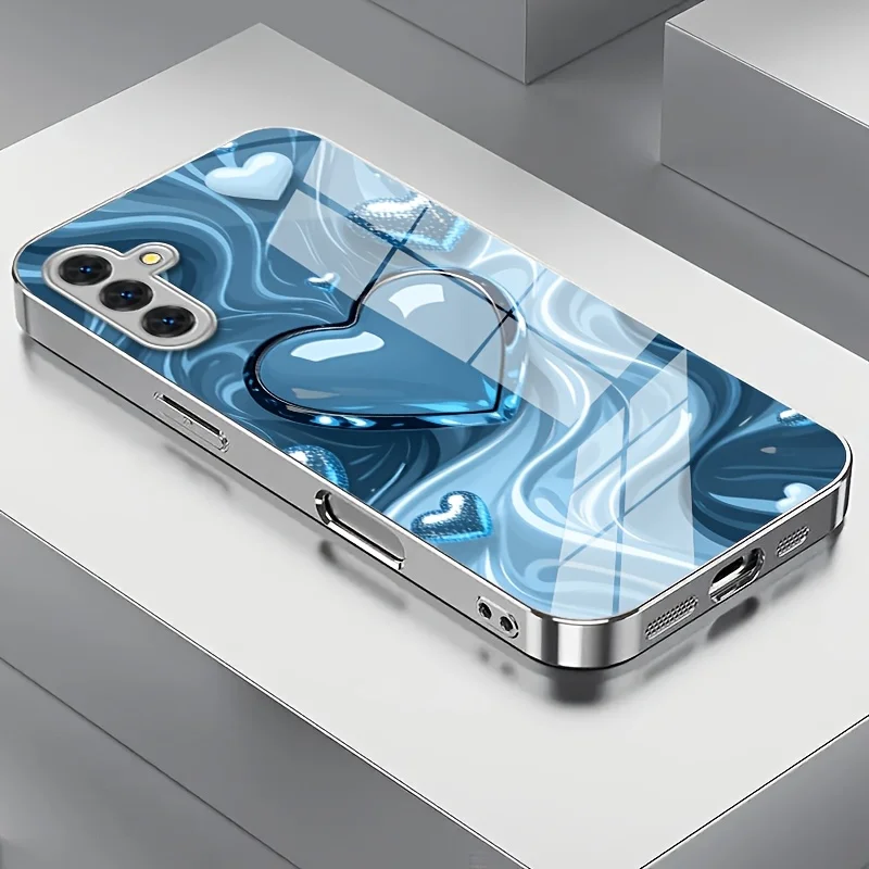 High end heart-shaped design pattern glass phone case suitable for Samsung Galaxy S26 S25 S24 S22 S21 S20FE/Ultra/Plus hard case