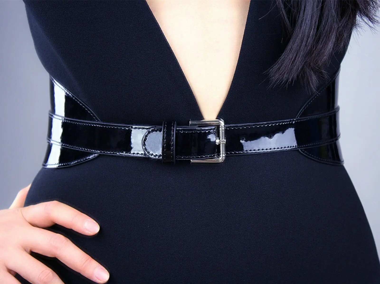 DooWay-Ceinture Obi en Cuir Noir Brcorporelle pour Femme, Corset Large, Cummerbund