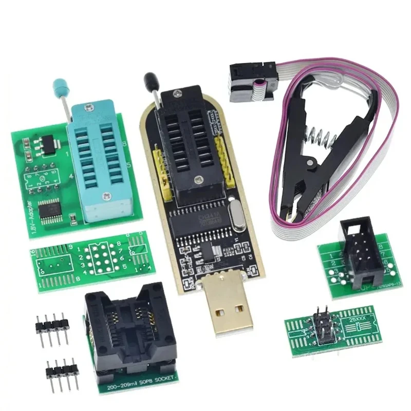 TZT CH341A CH341B 24 25 Series EEPROM Flash BIOS USB Programmer Module SOIC8 SOP8 Test Clip For EEPROM 93CXX / 25CXX / 24CXX