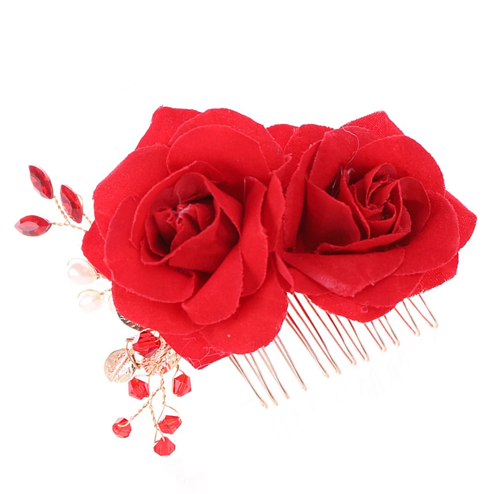 

Rose Hair Comb Fashion Flower Accessories Women Hair Clip Durable Material Easy Fit Hairstyles Wedding Prom Party