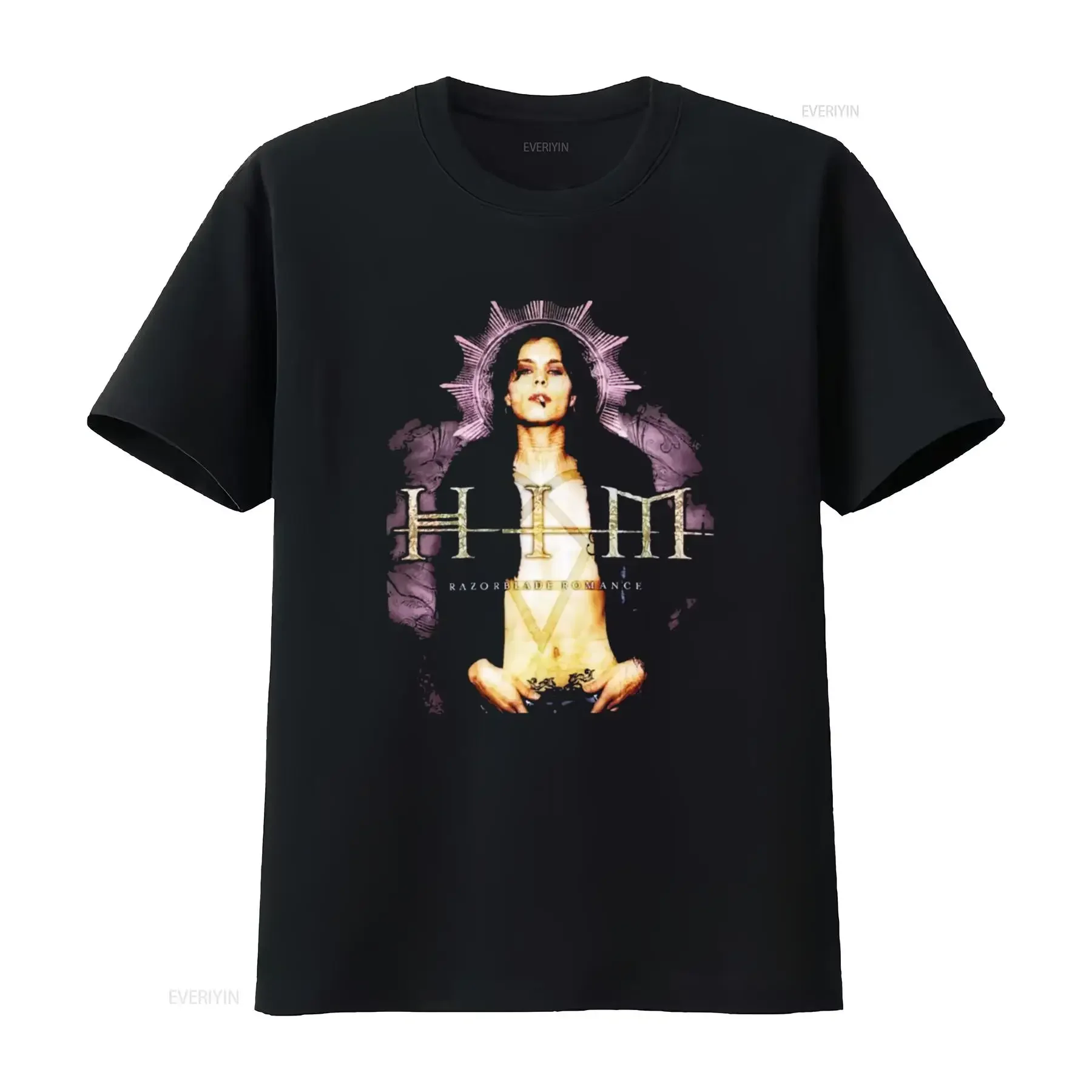 HIM Band Razorblade Romance Cover Ville Valo Heartagram Love Metal Songs T-Shirt Vintage Washed Slightly Homme Soft