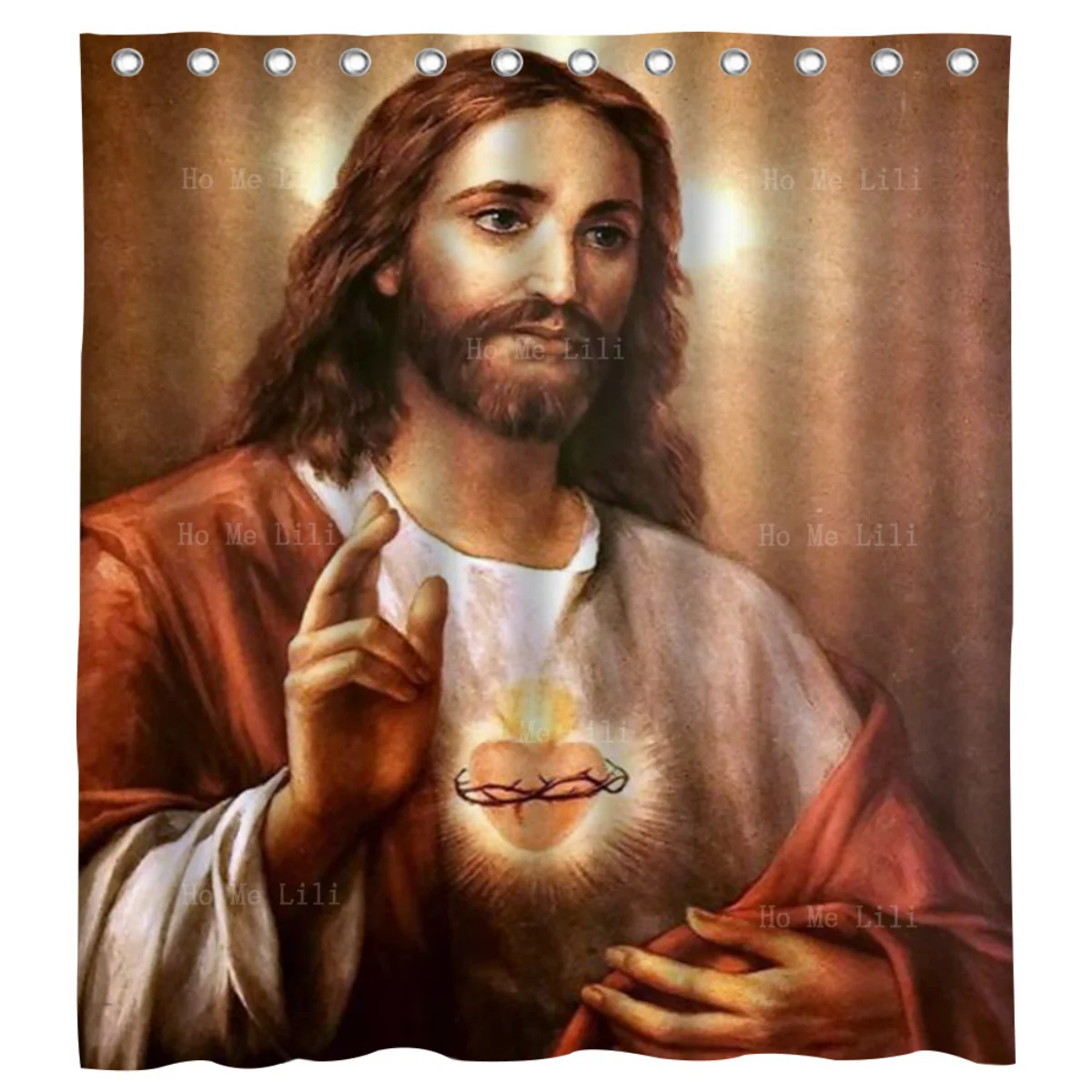 Holy Mercy Christian Roman Catholic Image And Sacred Heart Of Jesus Shower Curtain By Ho Me Lili For Bathroom Decor