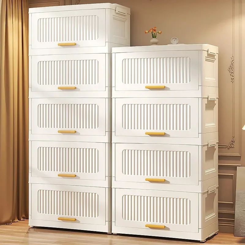 

2/3/4/5/6 Layers Multifunctional Foldable Storage Cabinet Thickening Living Room Cabinet Home Storage Box Wardrobe With Pulley