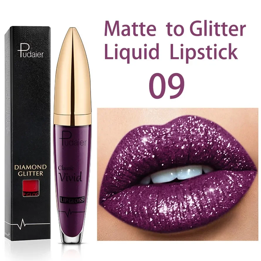 Shiny Lip Gloss Waterproof Diamond Shimmer Glitter Lips Plumper Glaze Long Lasting Highly Pigmented Liquid Lipstick Women Makeup