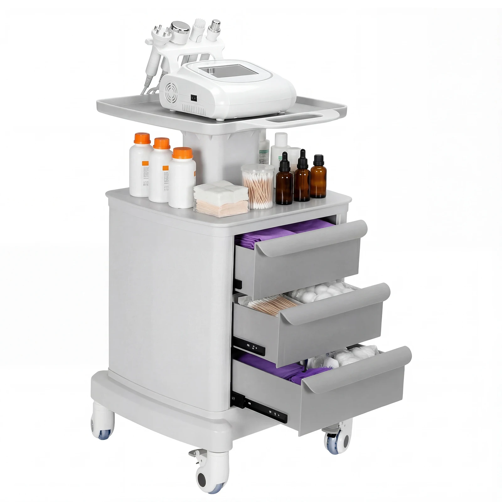 

Dental Utility Cart with 3 Drawers 4 Wheels Beauty Storage Utility Cart 66 LBS Load for Hospital Clinic Salon Spa Office Bedroom