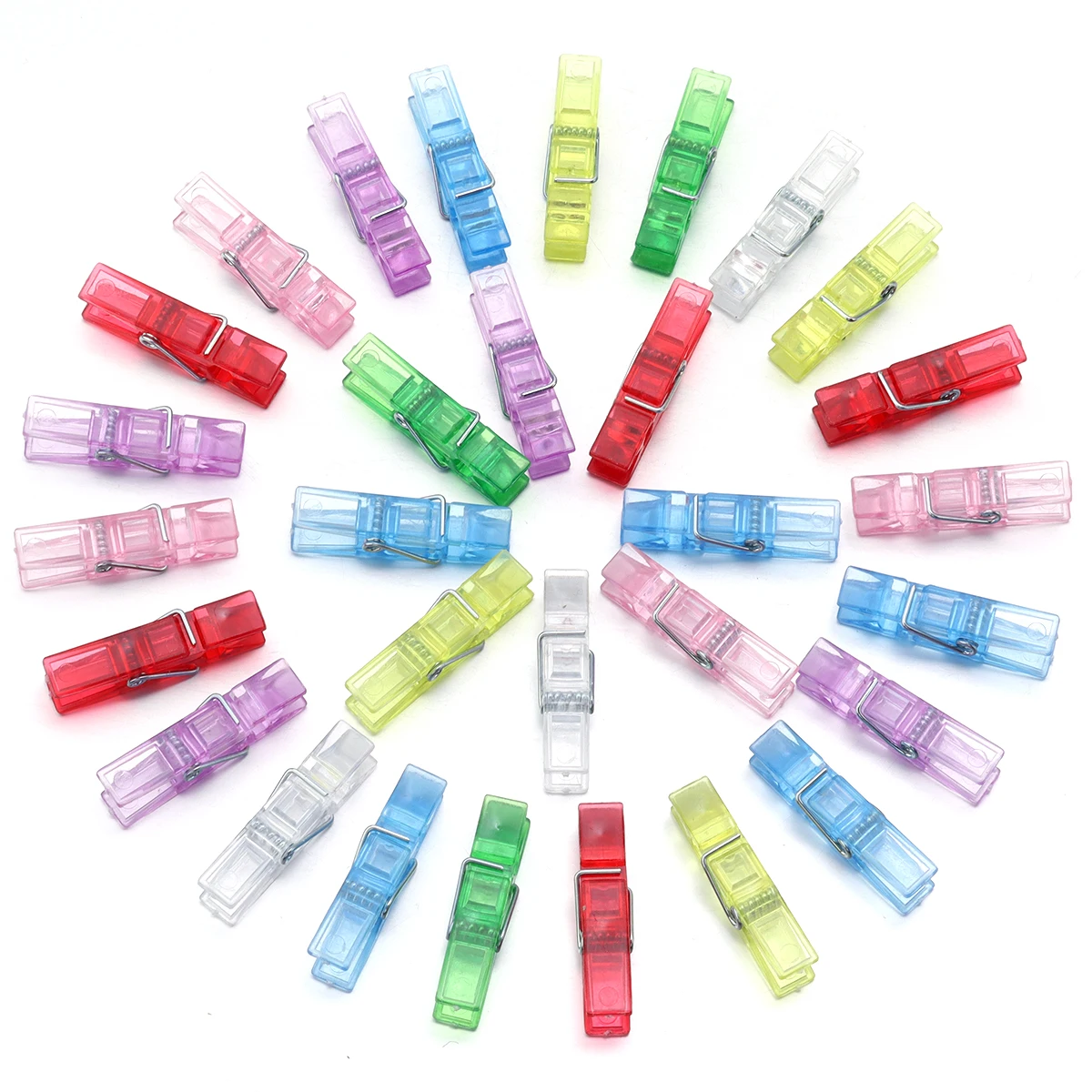 20pcs Colorful Plastic Mini Clips Transparent Photo Clips Spring Hanging Clip Pegs for DIY Wedding Party Wall Home Decoration