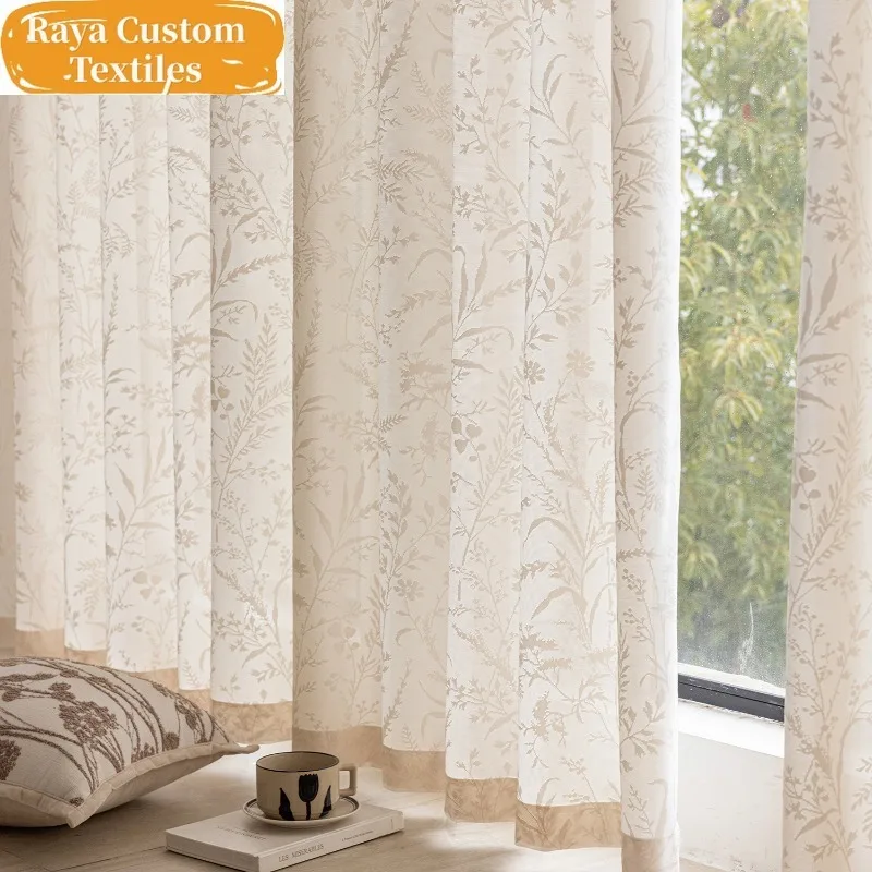 

Custom Size！！American Pastoral Lace Jacquard Elegant Translucent Fashion Curtains for Living Dining Room Bedroom Decor Window