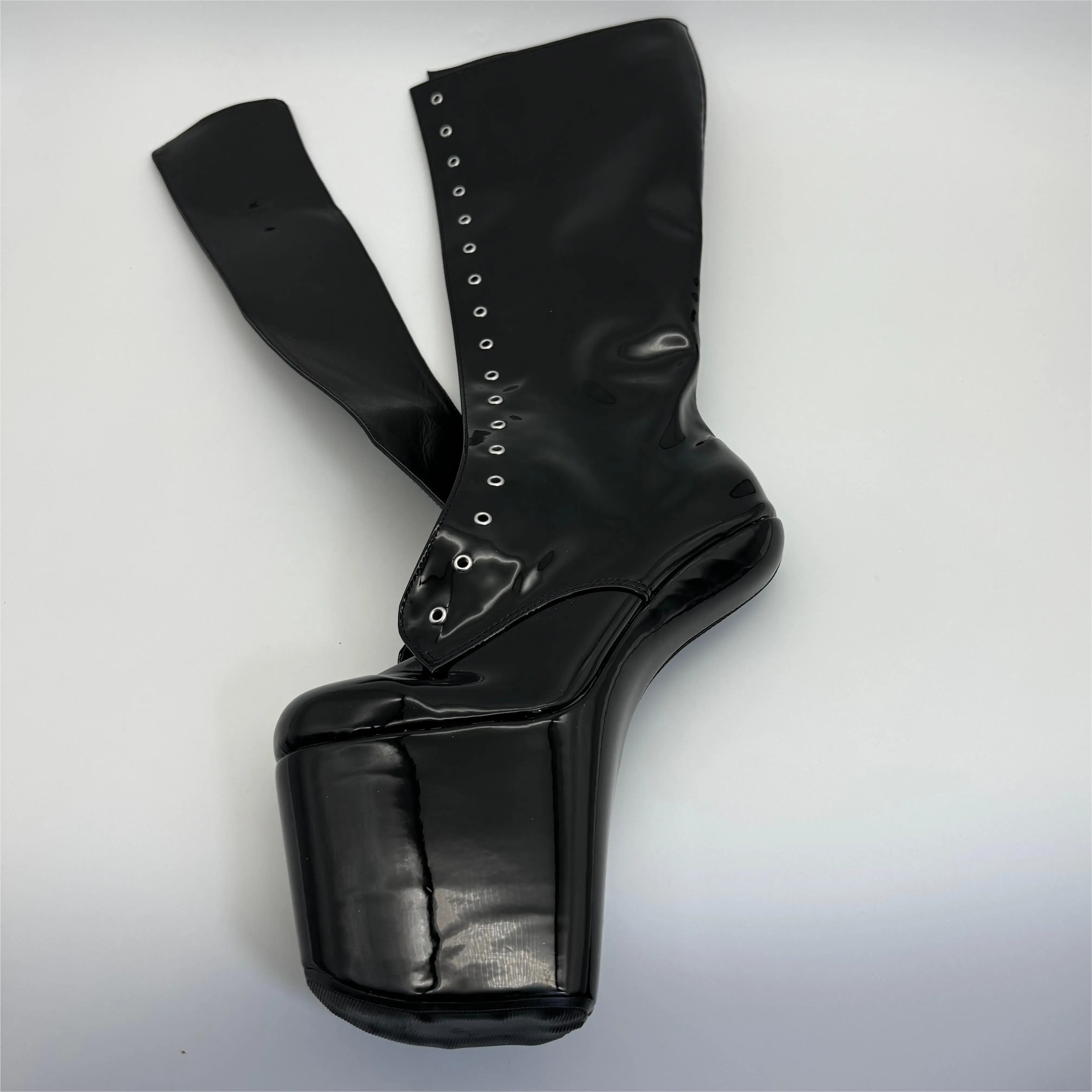 No heel 20cm color can be customized, pole dancing heels, lace-up round toe waterproof platform model stage ankle boots