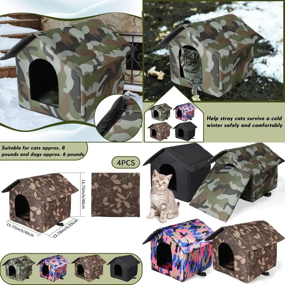 

Weatherproof Outdoor Cat Shelter for Stray Cats - Insulated Foldable Cat Bed Tent for Winter Use