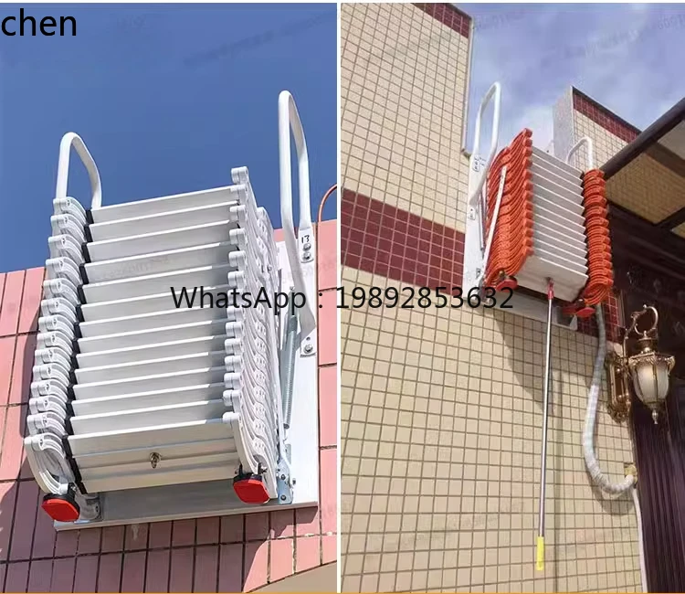 ABB  telescopic staircase household indoor and outdoor wall hanging lifting and folding simple shrinkage fire escape ladder