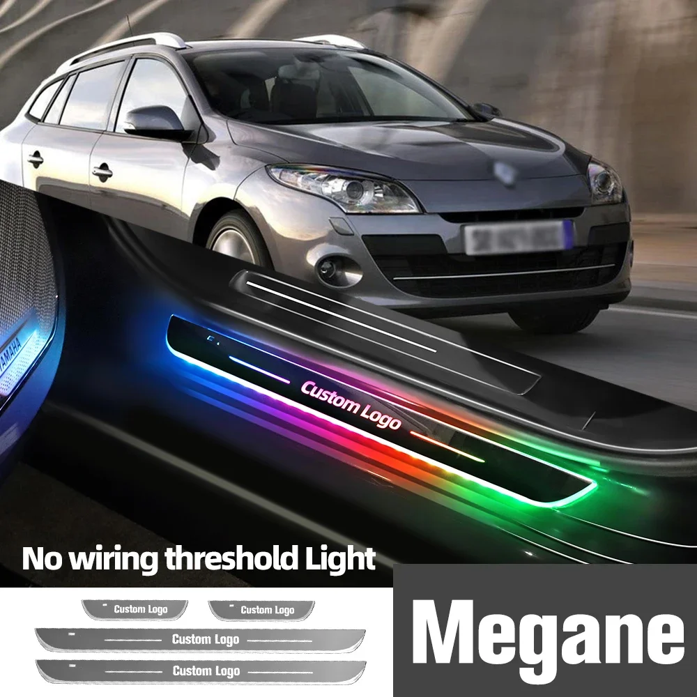 

For Renault Megane 2 3 4 2002-2023 2016 2020 Car Door Sill Light Customized Logo LED Welcome Threshold Pedal Lamp Accessories