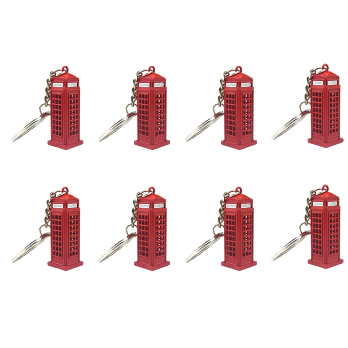 8X Vintage Telephone Booth British Miniature London Car Key Ring Keychains Diecast Keychain Gift for Women Girls