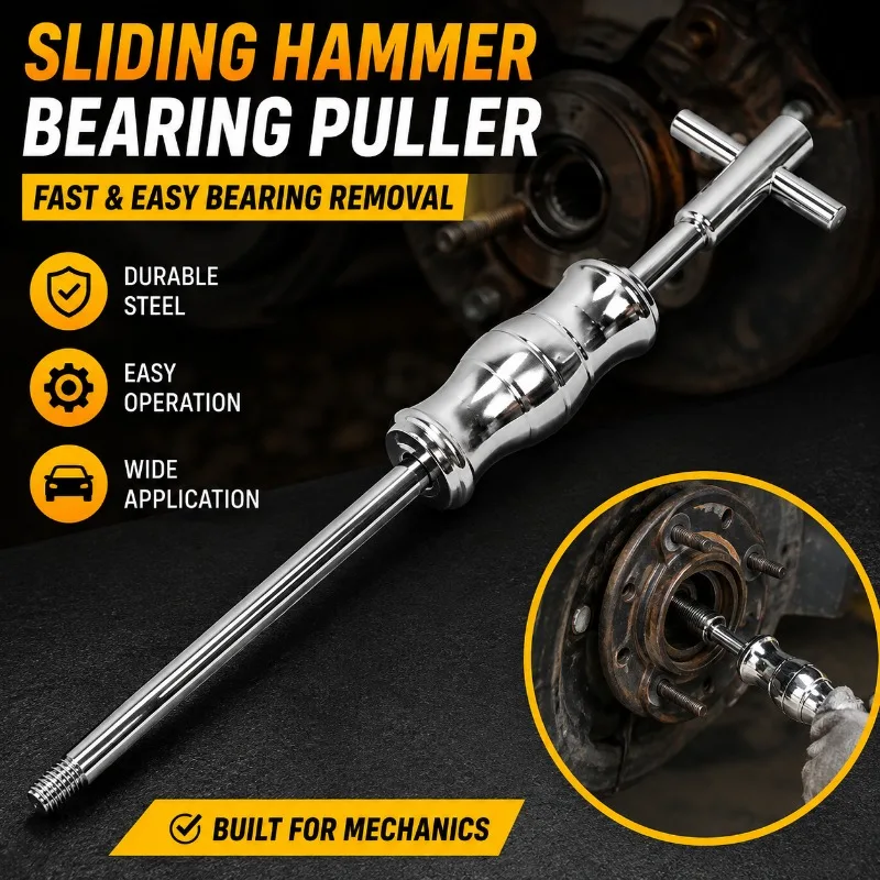 Car Repair Sliding Hammer Inner Bearing Puller Remover Kit, Guided Automotive Bearing Disassembly Removal Tool