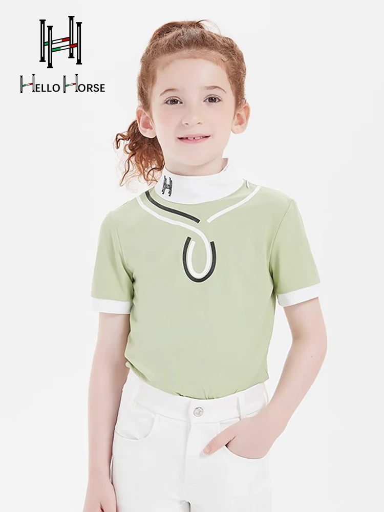 Equestrian T-Shirt Kidsren's Knight Clothing Casual Boys and Girls Riding Clothing Short-Sleeved Tops Professional Equestrian Clothing