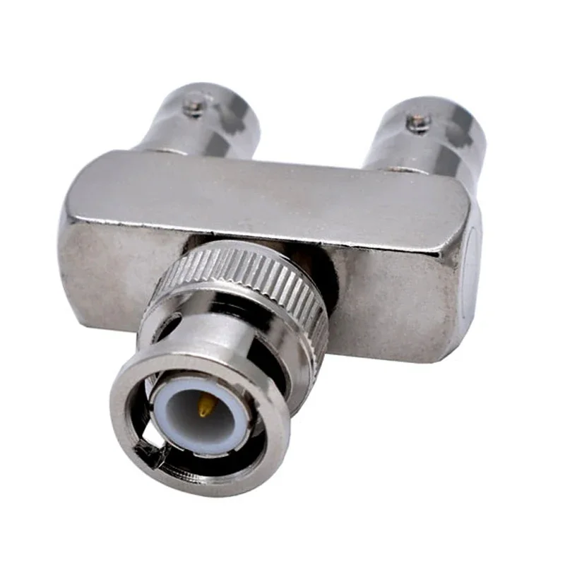 1PCS Q9 BNC Male Plug To 2x Double BNC Female Connector BNC Male To 2x Dual Female Tee Type 3Way Splitter Type Y Coax RF Adapter