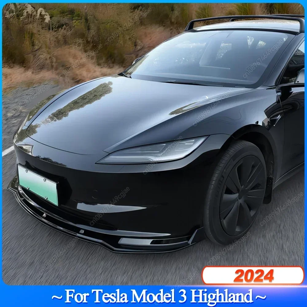 

3 шт./компл. для Tesla Model 3 Highland 2024, передний бампер автомобиля, диффузор для губ, подбородка, комплект кузова, спойлер, аксессуары, тюнинг из АБС-пластика, черный