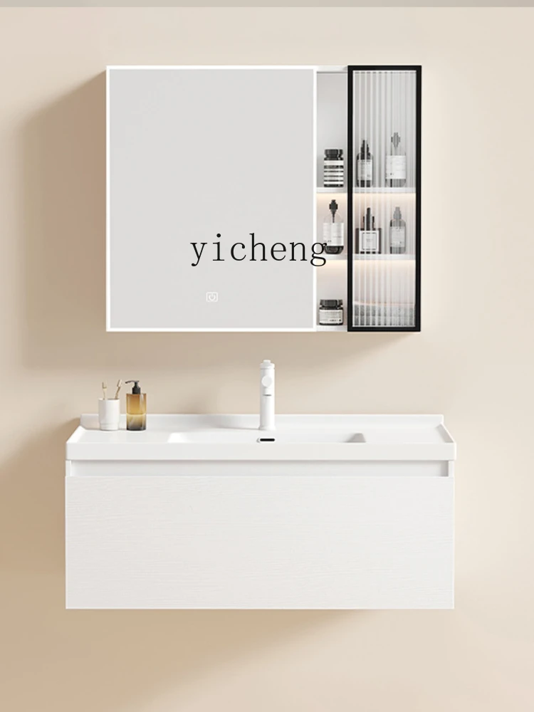 Xl Solid Wood Bathroom Cabinet Combination Stone Plate Ceramic Whole Washbin Wall-Mounted Bathroom Cabinet Wash Basin