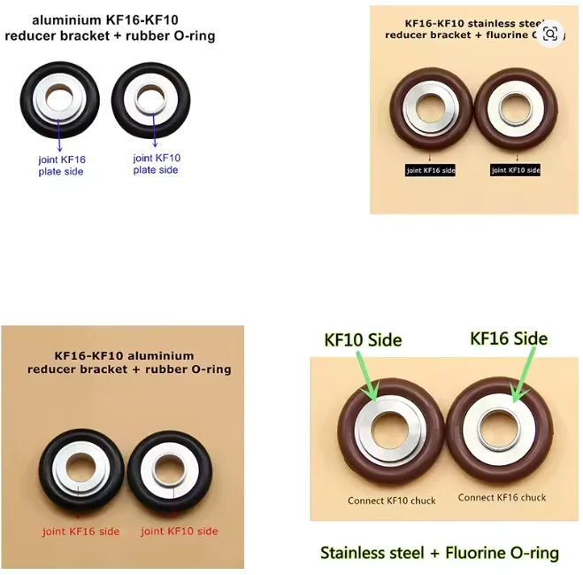 5 قطعة KF16 إلى KF10 الفولاذ المقاوم للصدأ سبائك الألومنيوم الحد مركز قوس الفلور المطاط O-حلقة ل فراغ شفة مشبك أنابيب #2