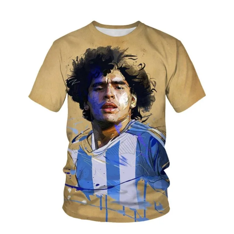 2024 Summer New 3D Printed Short Sleeve T Shirts for Men Women Fashion Casual Streetwear Maradona Shirts Kids Top Men's Clothing