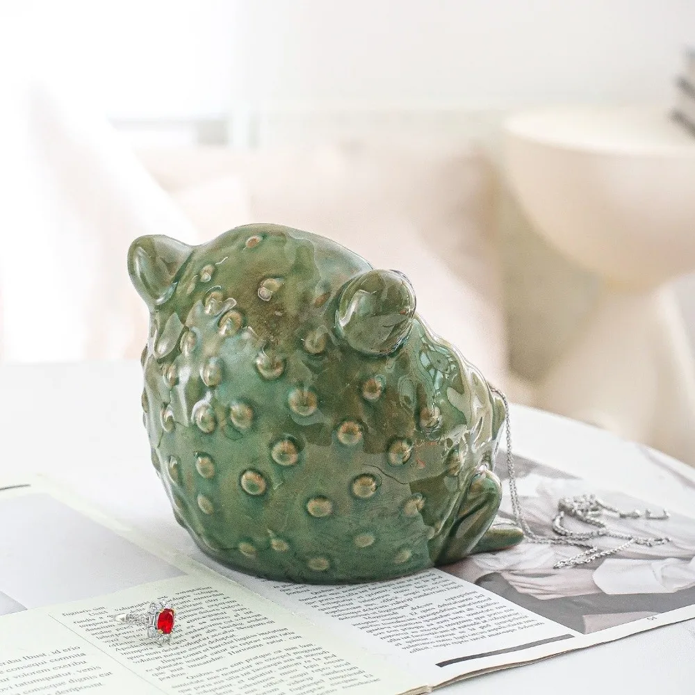 Cute Big Mouth Simulation Frog Jewelry Dish Ceramic Multifunctional Animal Trinket Tray Catchall Key Bowl Desktop Ornament