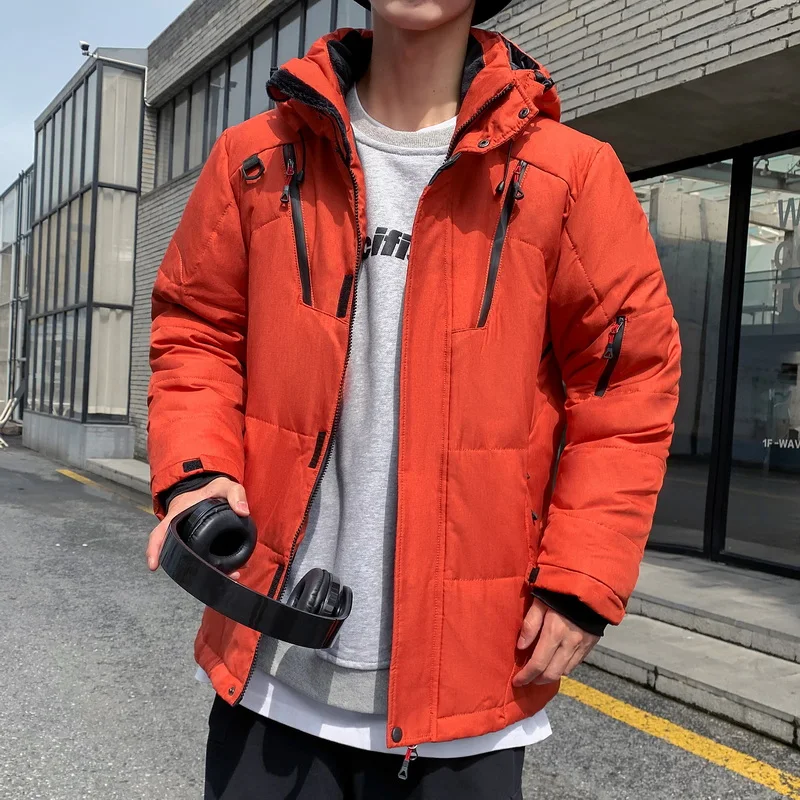 

Зимняя мужская утепленная куртка 2025 года для активного отдыха, повседневная спортивная пуховая куртка с модным коротким рукавом, со съемным капюшоном, из полиэфирного волокна