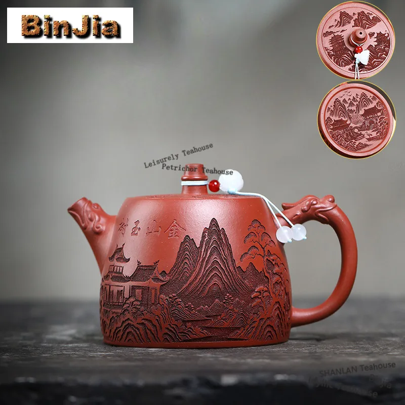 

360ml Antique Yixing Purple Clay Teapots Handmade Han Duo Pot Raw Ore Downhill Mud Kettle With Strainer Zisha Tea Set Collection