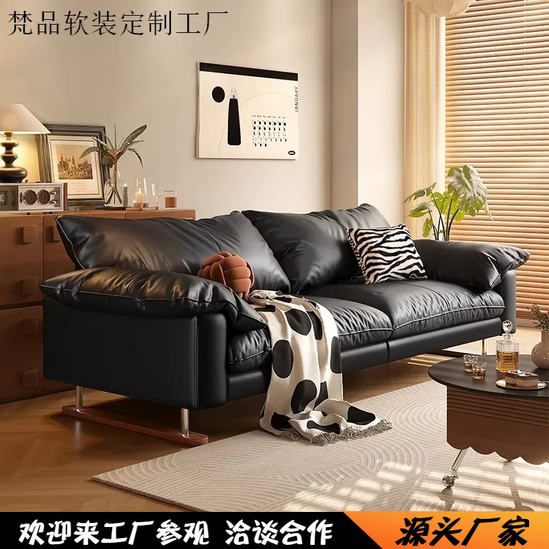 

Retro style cat scratching and small apartment living room solid wood high foot straight row furniture model room advanced