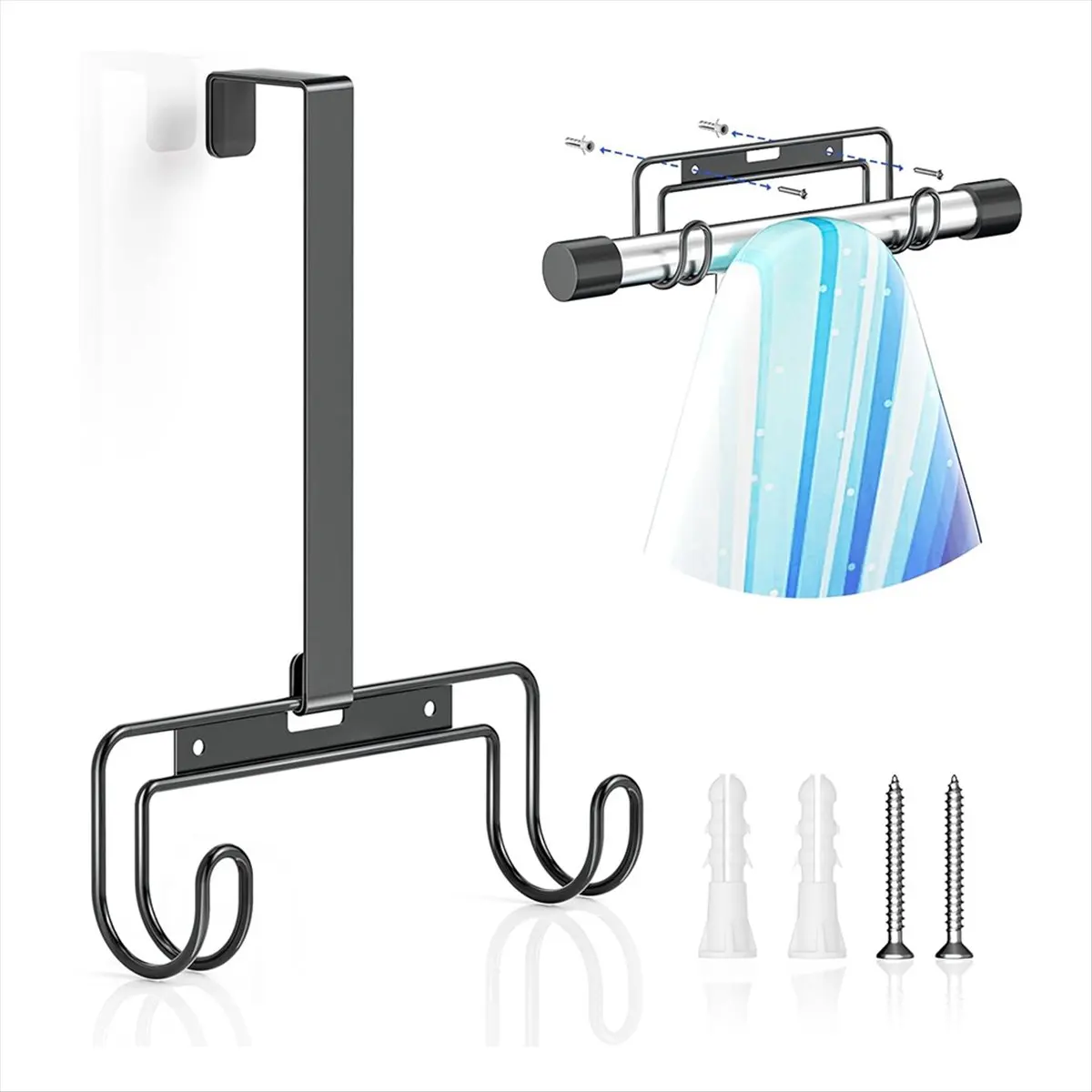 شماعة لوح الكي فوق الباب والتركيب على الحائط مع خطاف قابل للإزالة، حامل لوح الكي منظم رف الحائط #5