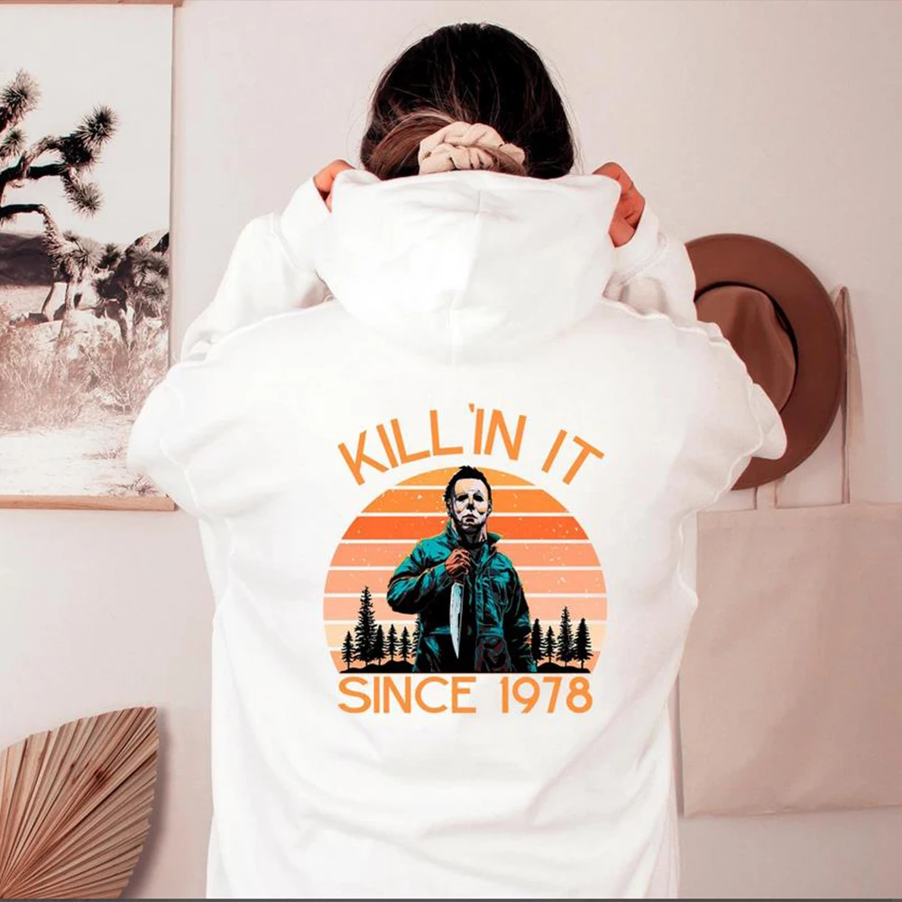 Vintage Halloween Killin It Hoodie Halloween Shirt Trick or Treat Sweater Funny Halloween Hoodies Trendy Long Sleeves Tops