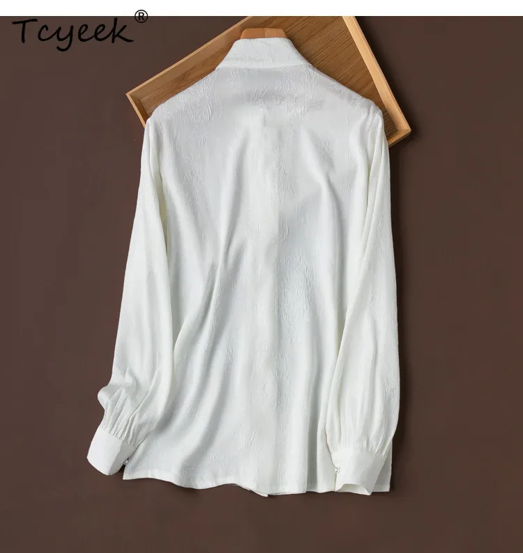 Tcyeek 20MM 93% Mulberry Silk Womens Tops Elegant Shirts for Women 2026 Spring Summer Clothes Long Sleeve Shirt Chemise Femme