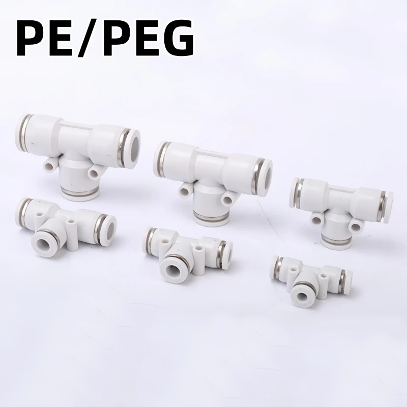 5PCS Pneumatic Fitting Pipe Quick Release Coupling 4/6/8/10mm 12mm 14mm 16mm PE PEG Tube Connectors Reducing/Equal Diameter Tee