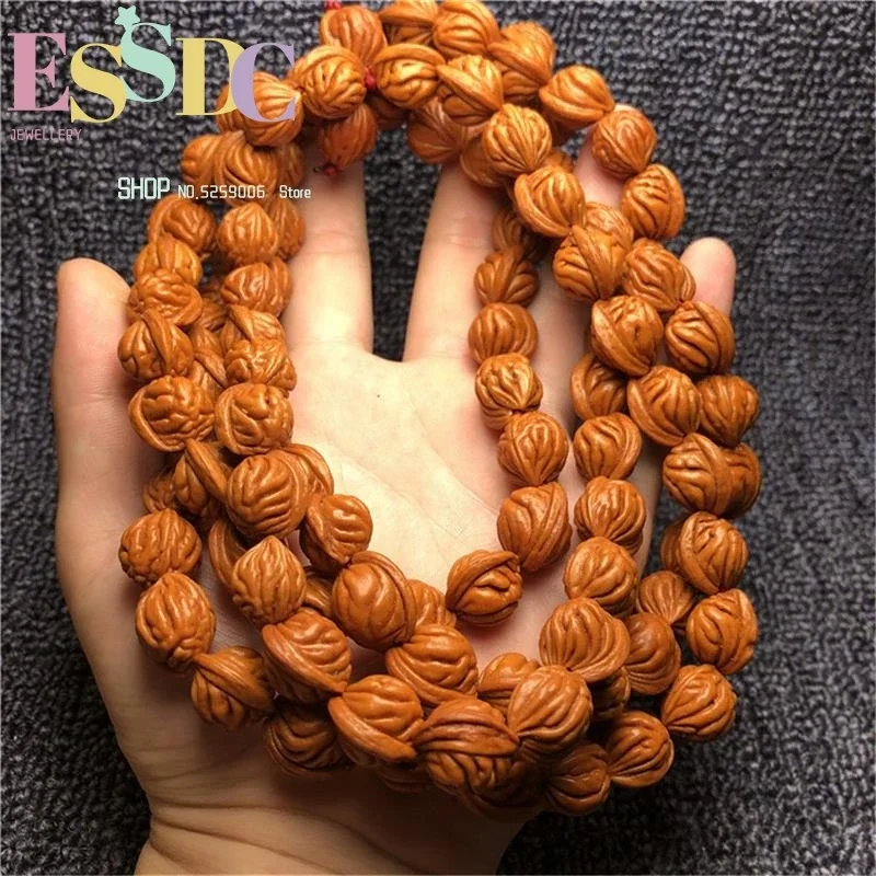 New Style Natural Dragon Scale Wild Walnut  Hand-held Goldfish Belly 108 Beads Mala Rosary Bracelets for Men Wholesale