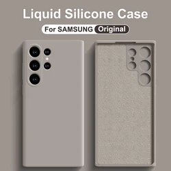 Original Liquid Silicone Phone Case For Samsung Galaxy S22 S21 S23 S24 Ultra A34 A54 5G Cases Shockproof Protective Soft Cover