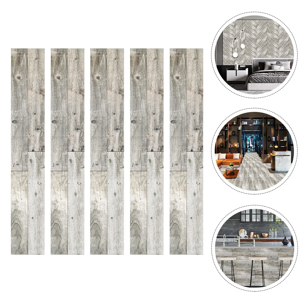 

5 Pcs Wood Grain Floor Stickers Bathroom Peel and Tile Planks Mural Adhesive Tiles Pvc Peal