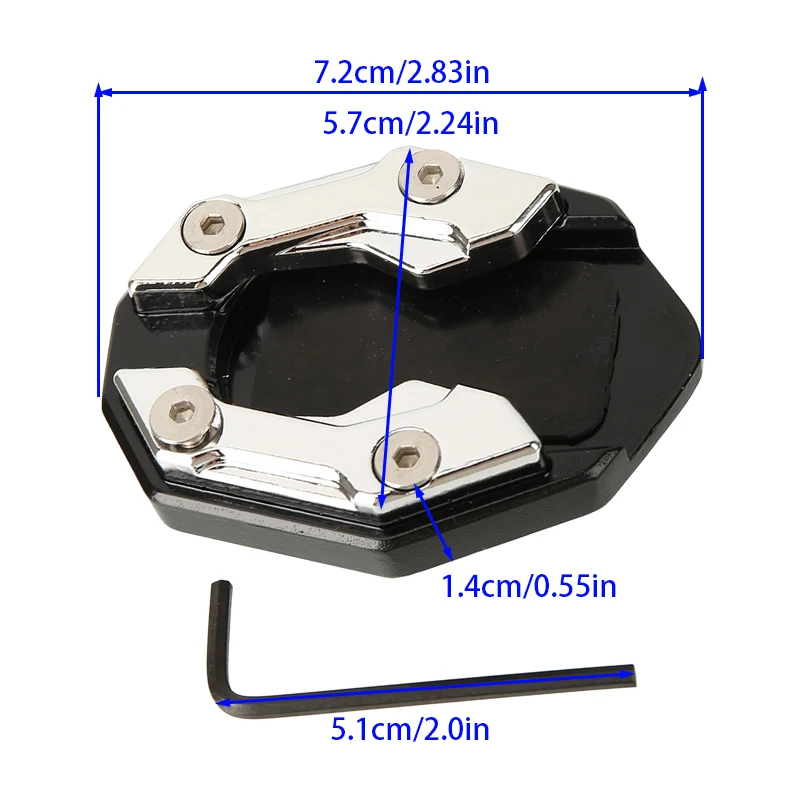 

1pc Universal Motorcycle Side Stand Pad CNC Aluminum Anti-Slip Kickstand Extension Foot Support Plate
