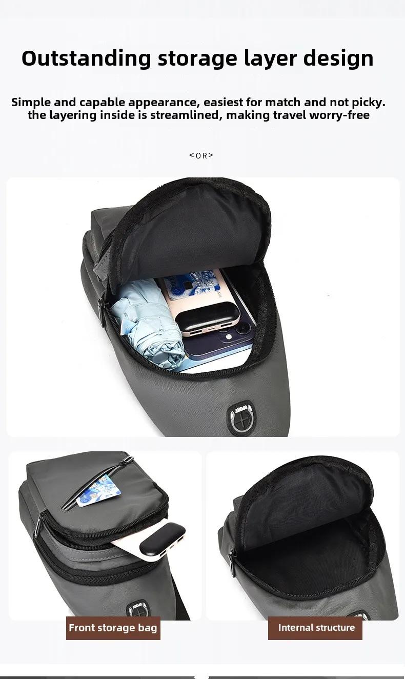Men's Chest Bag 2025 New Casual Men's Bag Outdoor Sports Single Shoulder Crossbody Bag Business Commuter Waterproof Backpack