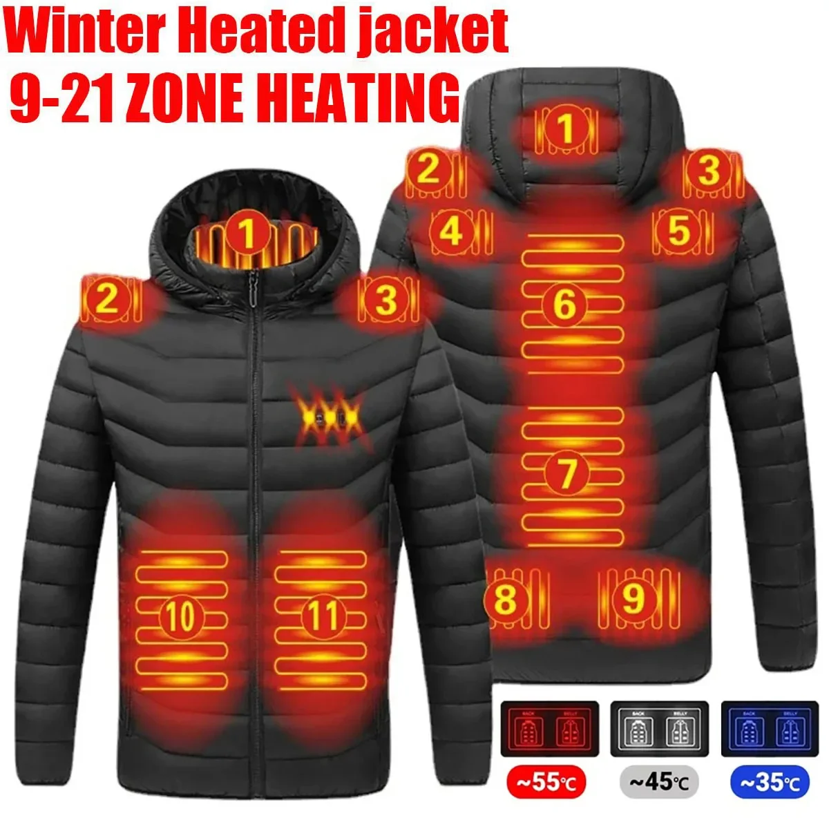 

Heated Jacket, Zone 9-21 Smart USB Electric Heating Jacket, Men's Women's Thermal Jacket, Winter Outdoor Warm Clothes