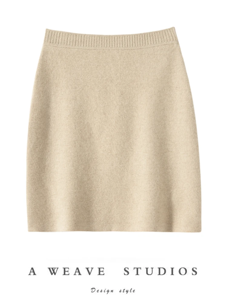 Sexy Tights Skirts Autumn Winter Miniskirt Skirt 100% Cashmere Skirts Women's Skirts Bud Elastic Waist Knitted Dress Bottom Wear
