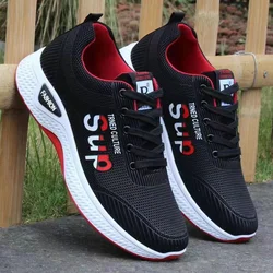 Male sneakers Men's breathable mesh lightweight casual sports shoes summer soft sole outdoor running shoes youth walking shoes