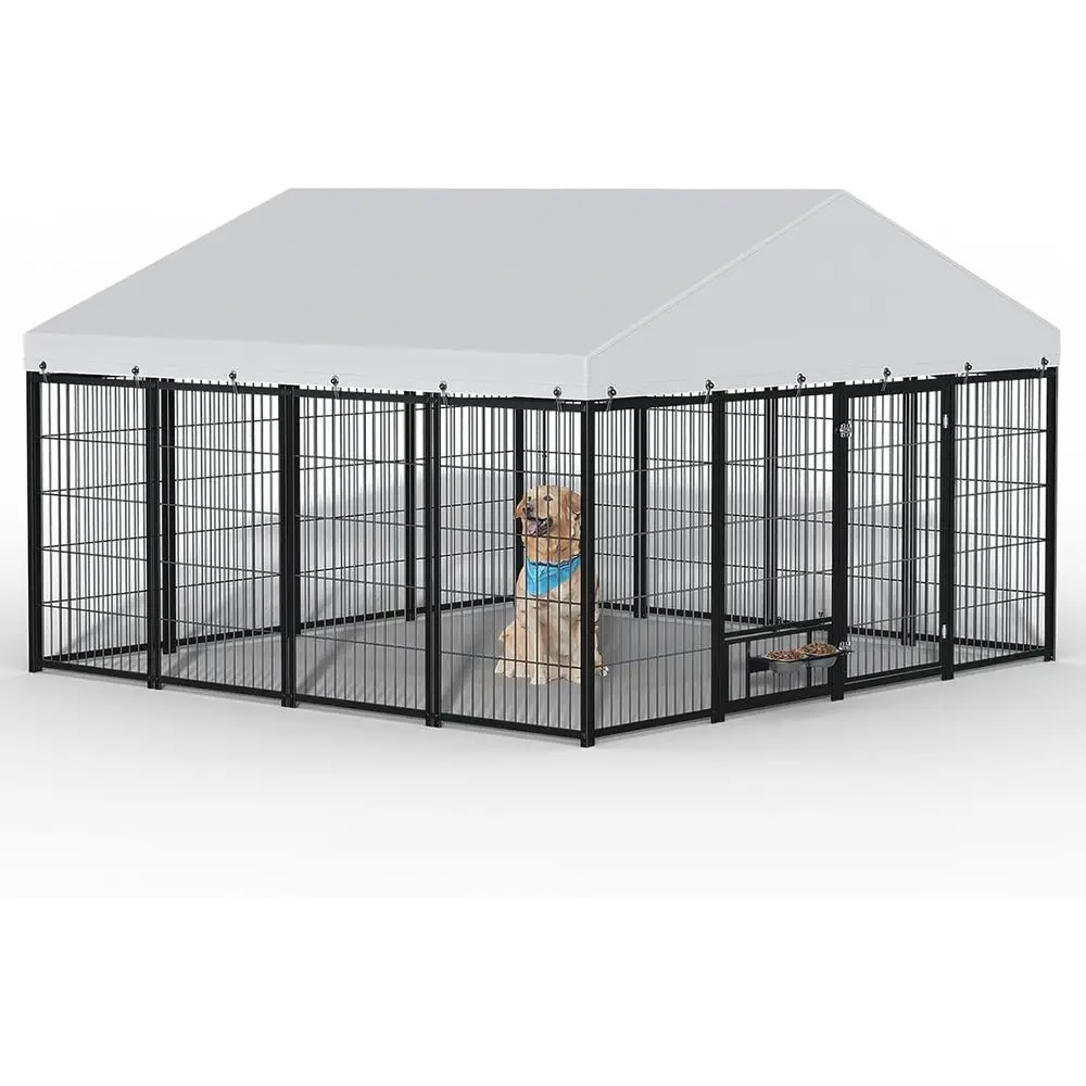 

Очень большая уличная будка для собак размером 10x10 с крышей, сверхпрочным корпусом, дверью для кормления и двойными защитными замками для собак XL