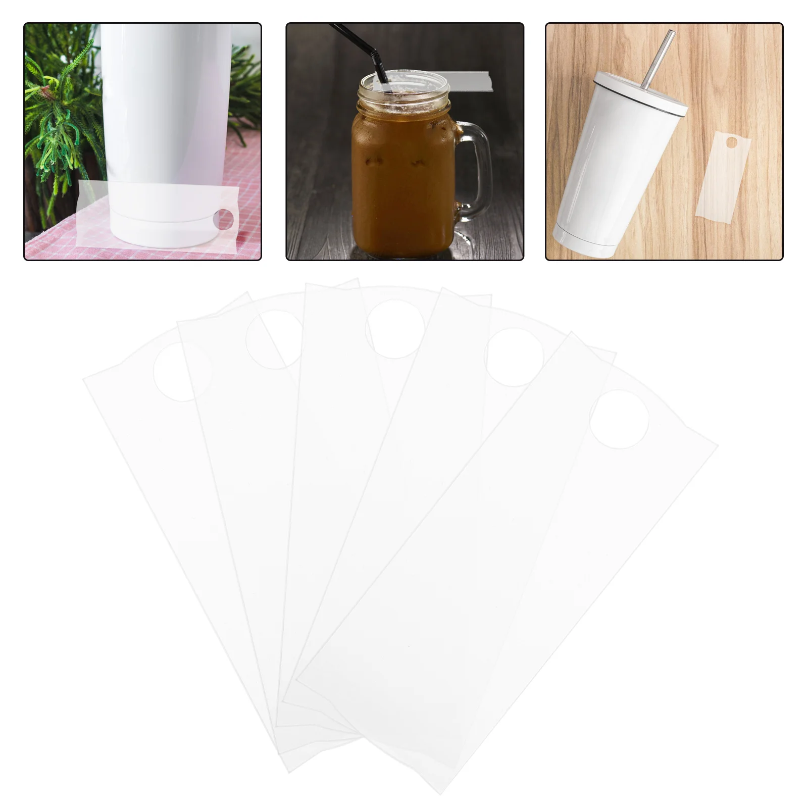 

5pcs Sublimation Acrylic Tags For Cups Blank Diy Customizable Plates Hole Design Portable School Office Coffee Shop Use