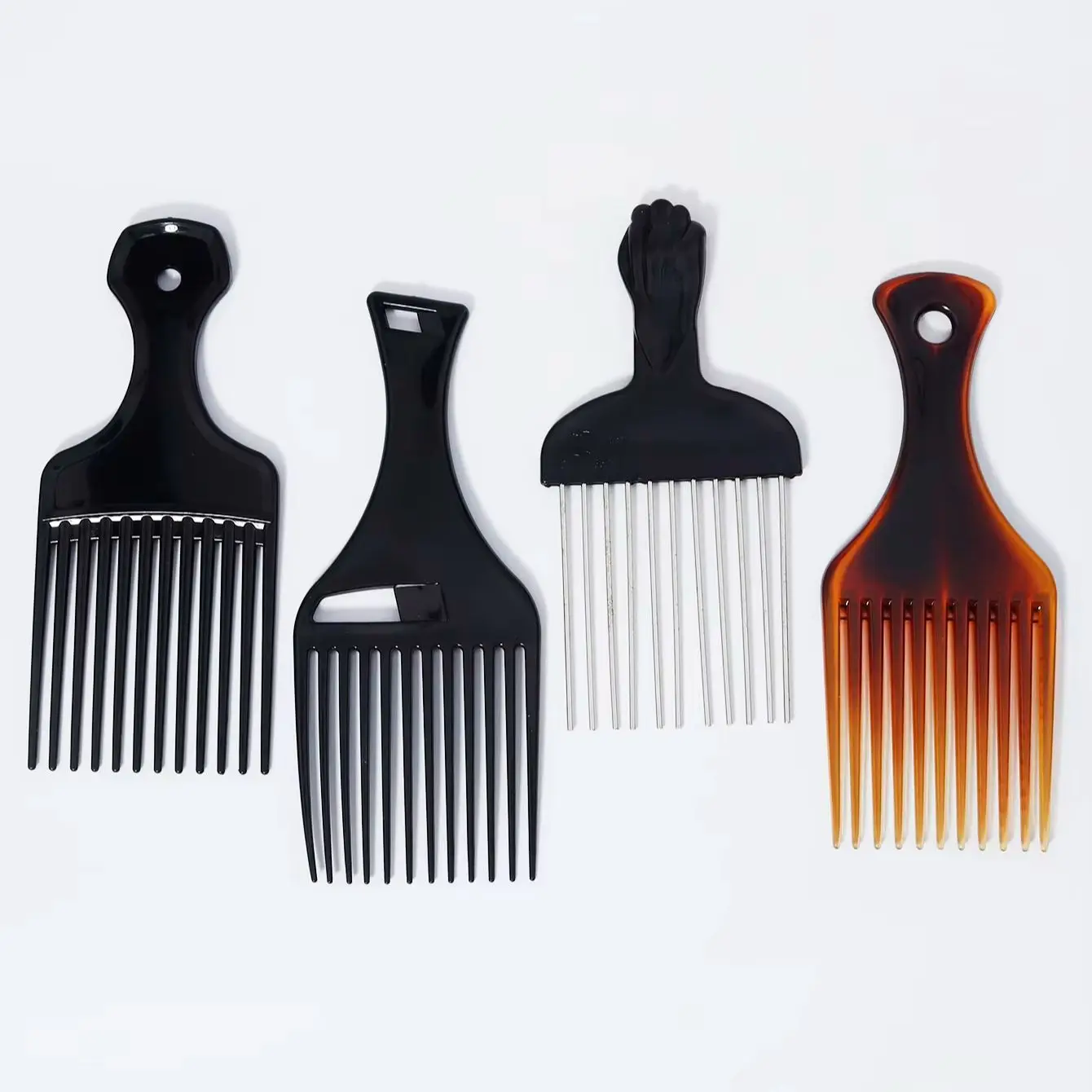 4pcs African metal combs set, suitable for men's and women's curly hair styling combs, Special for Real Hair Wigs